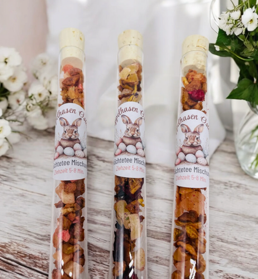 Ostergeschenk Tee – Reagenzglas mit duftendem Tee, Osterhase Design, Hoppelhasen Ostertee, Mitbringsel Ostern, Geschenkidee für Teeliebhaber