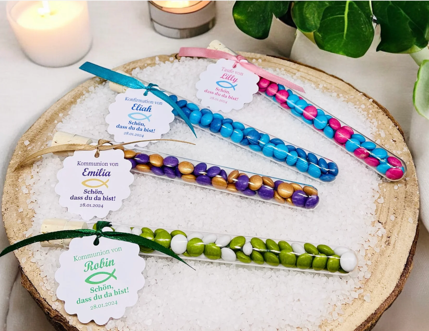 Edle personalisierte Gastgeschenke zur Kommunion, Konfirmation, Firmung, Taufe, Erstkommunion/ Wunschdruck/ Gastgeschenk Kommunion/ Taufe