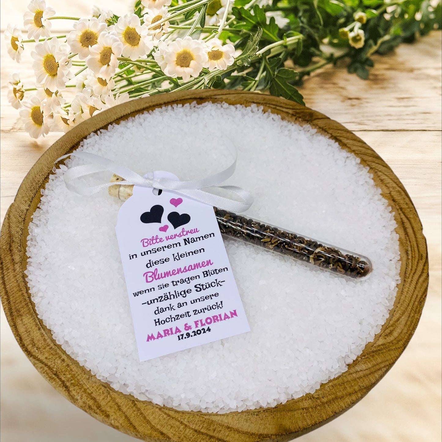 Blooming seeds in a test tube: Personalized guest gift for unforgettable moments *HEARTS*