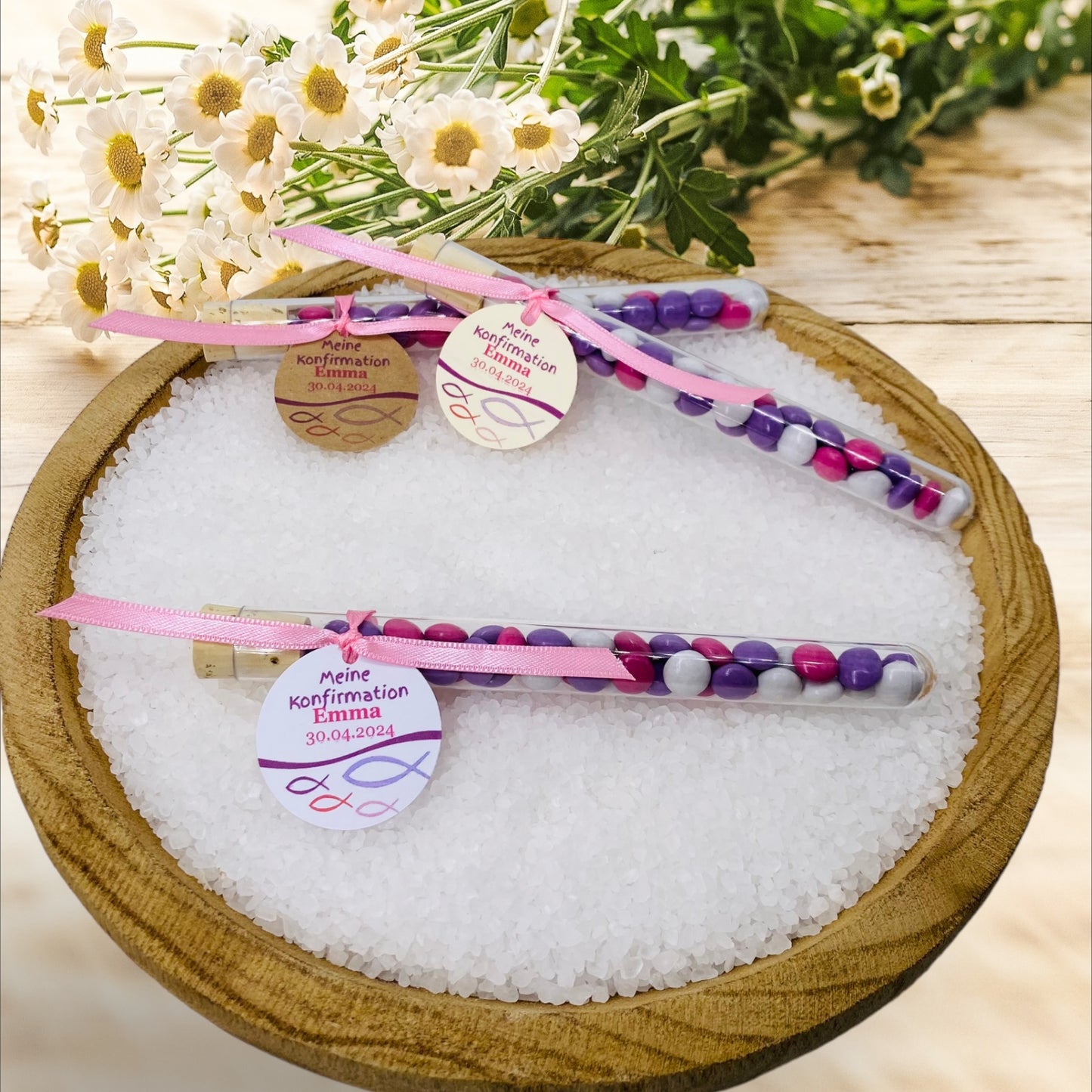 Harmonie in Süße und Stil: Personalisiertes Gastgeschenk für Taufe, Konfirmation und Kommunion