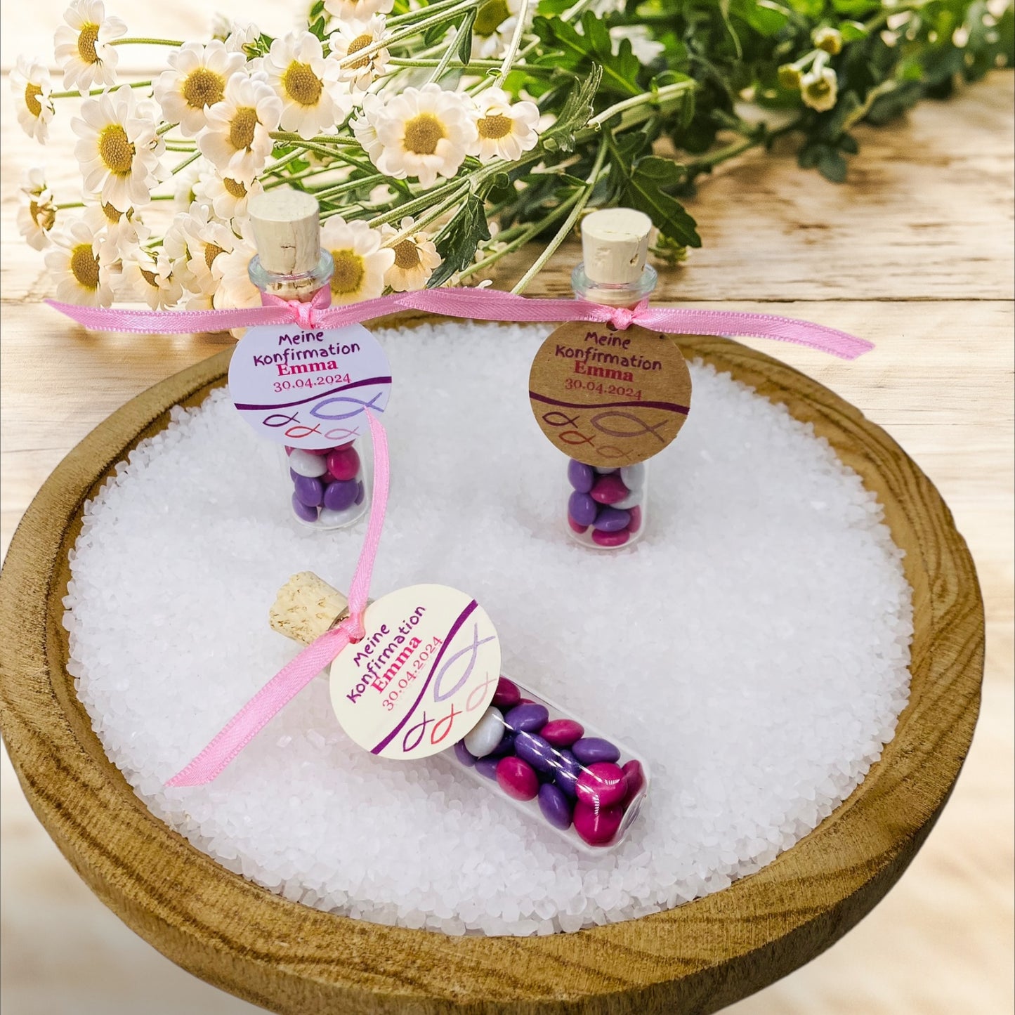 Harmonie in Süße und Stil: Personalisiertes Gastgeschenk für Mädchen, Taufe, Konfirmation und Kommunion