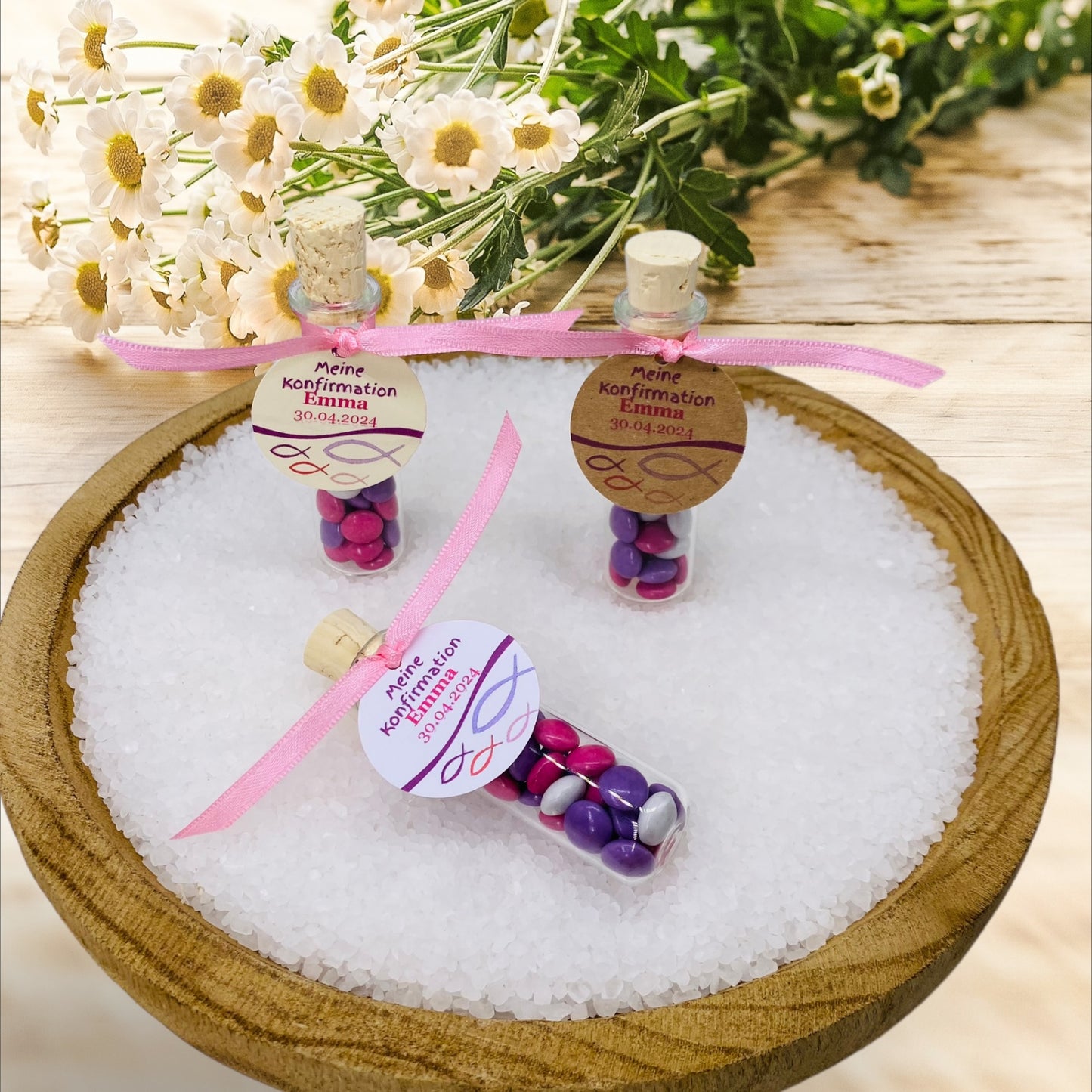 Harmonie in Süße und Stil: Personalisiertes Gastgeschenk für Mädchen, Taufe, Konfirmation und Kommunion