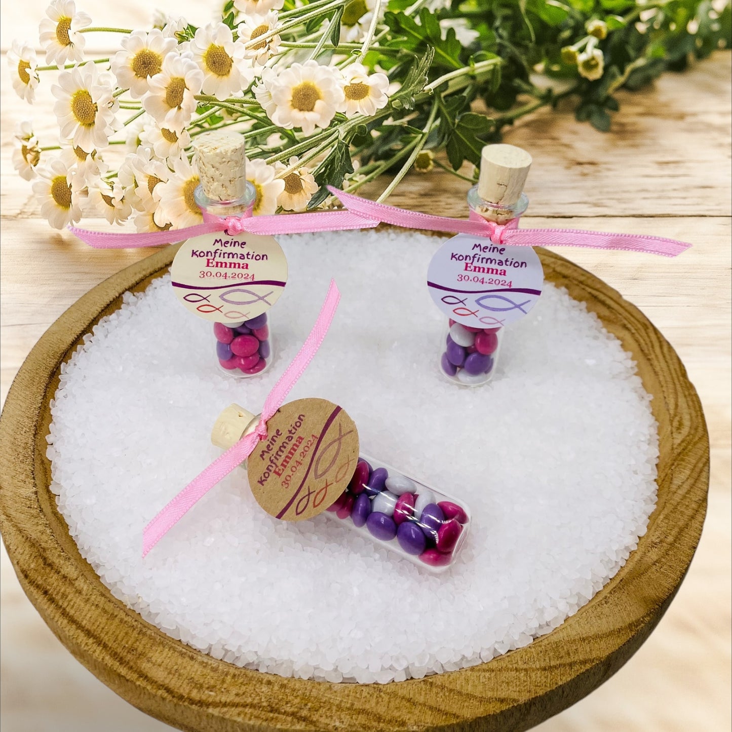 Harmonie in Süße und Stil: Personalisiertes Gastgeschenk für Mädchen, Taufe, Konfirmation und Kommunion