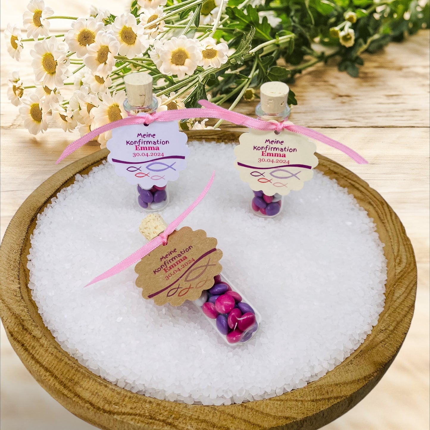 Harmonie in Süße und Stil: Personalisiertes Gastgeschenk für Mädchen, Taufe, Konfirmation und Kommunion