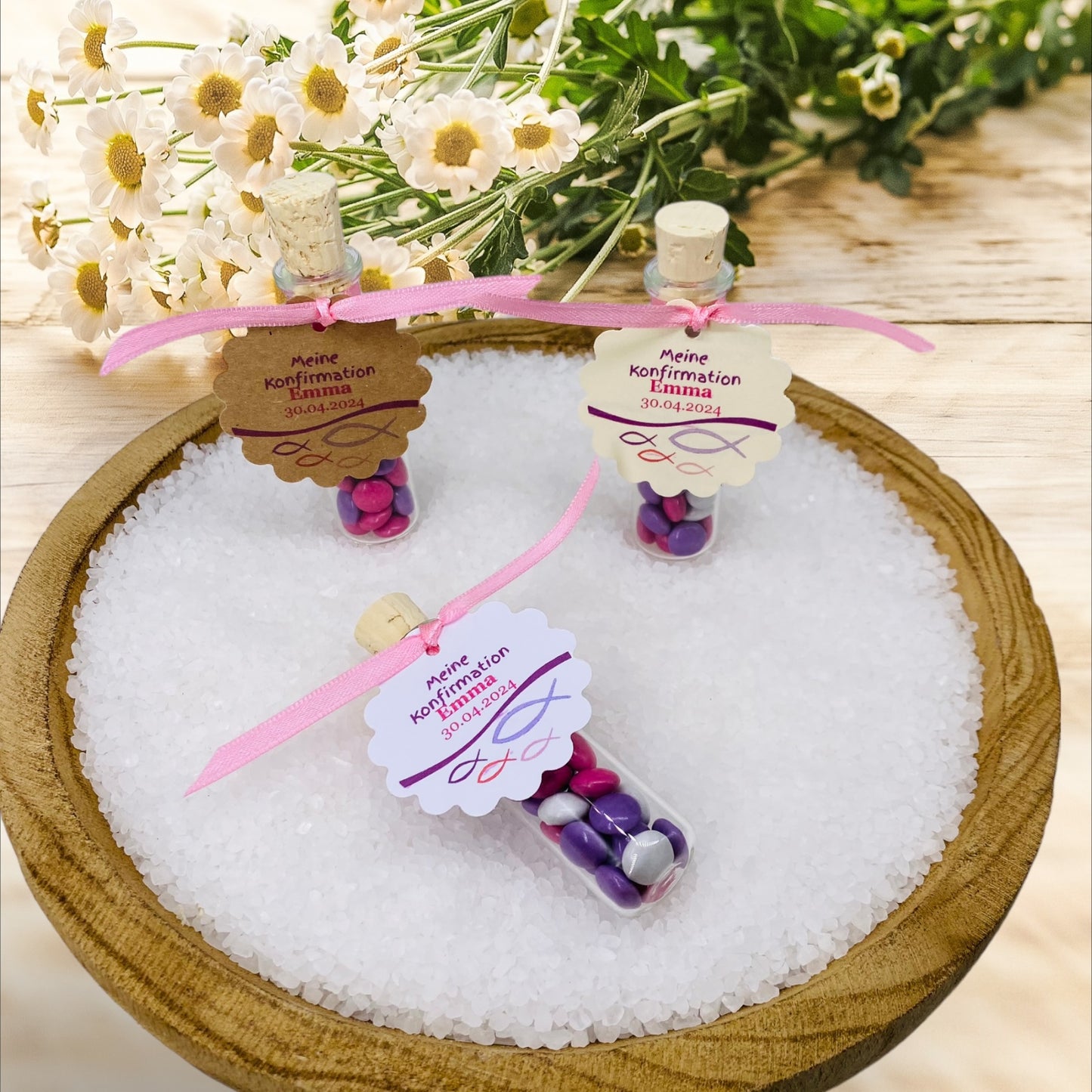 Harmonie in Süße und Stil: Personalisiertes Gastgeschenk für Mädchen, Taufe, Konfirmation und Kommunion