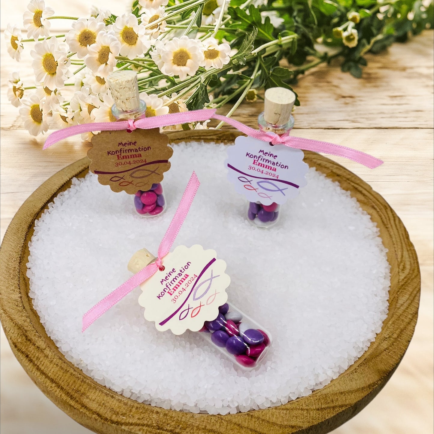 Harmonie in Süße und Stil: Personalisiertes Gastgeschenk für Mädchen, Taufe, Konfirmation und Kommunion