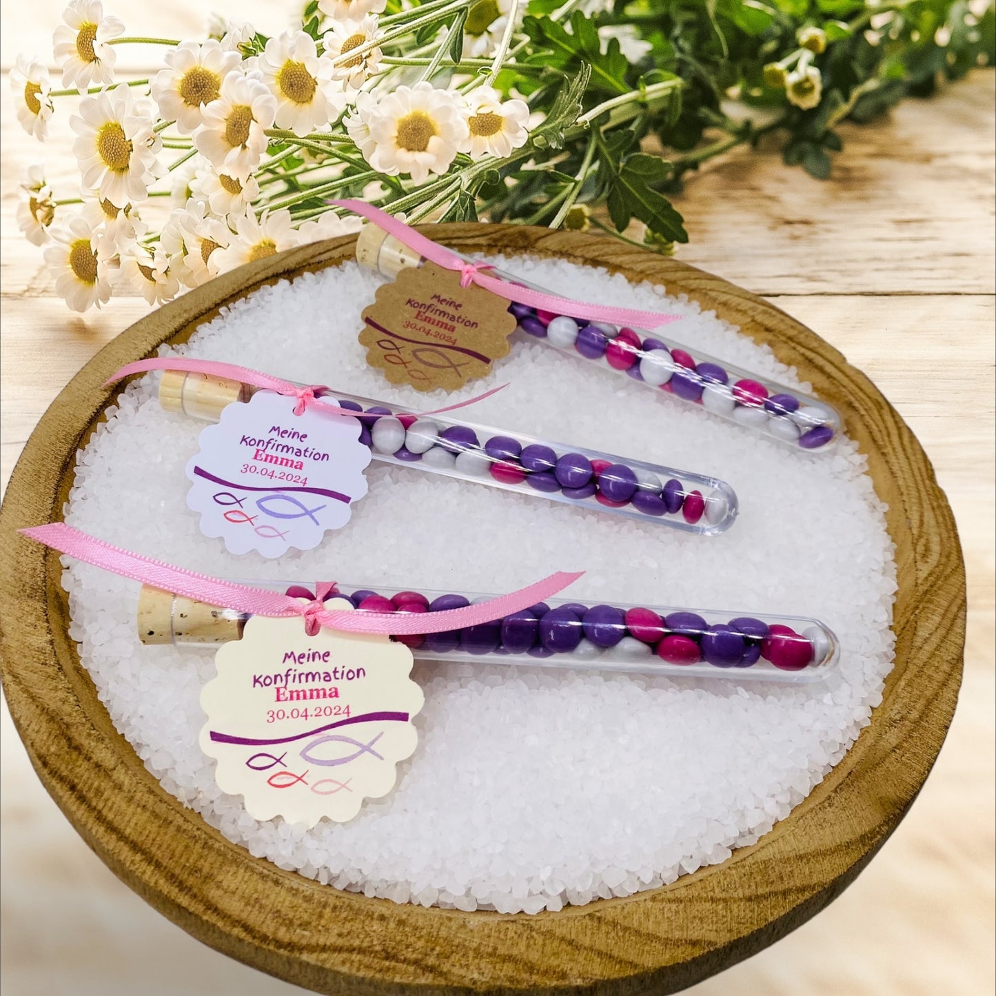 Harmonie in Süße und Stil: Personalisiertes Gastgeschenk für Taufe, Konfirmation und Kommunion