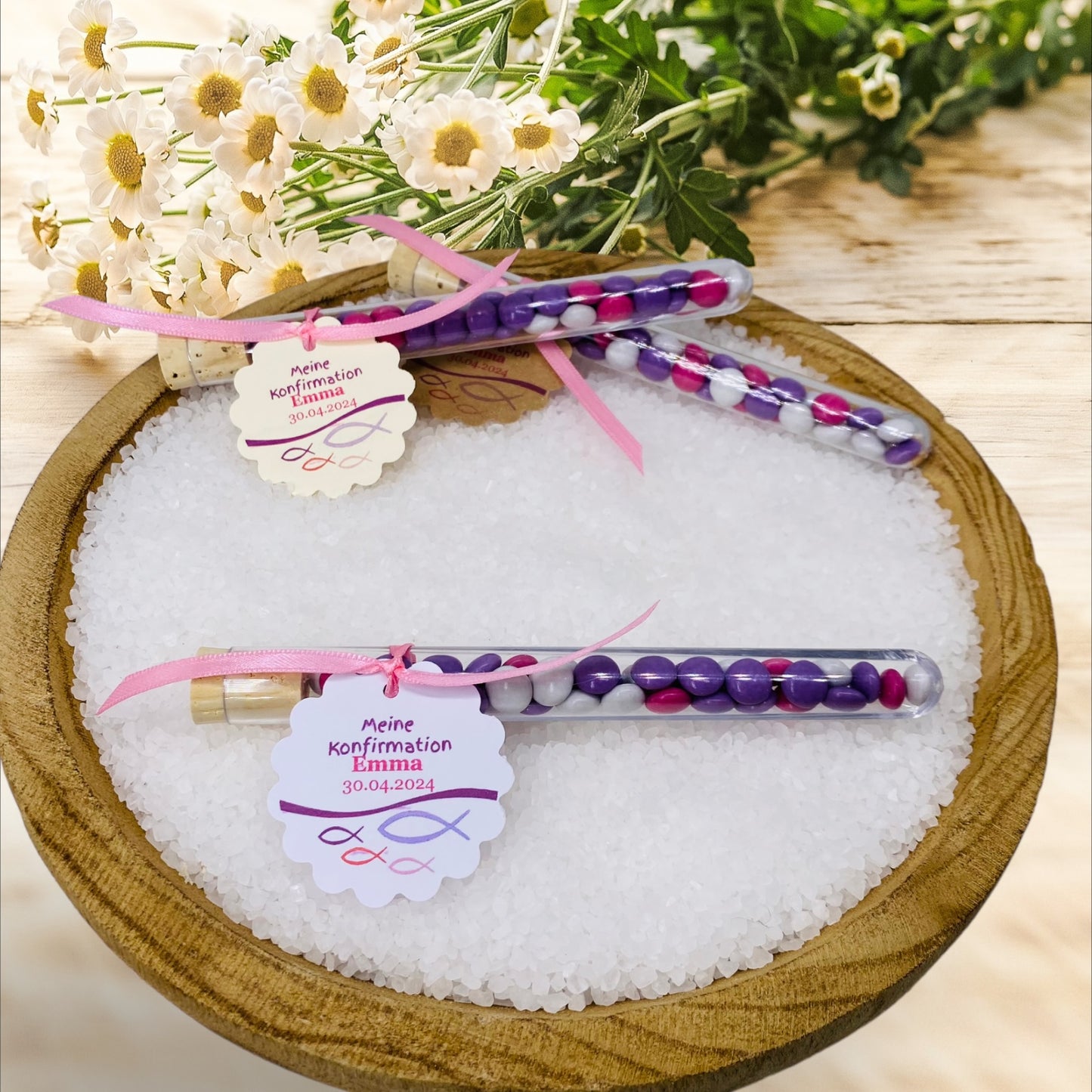 Harmonie in Süße und Stil: Personalisiertes Gastgeschenk für Taufe, Konfirmation und Kommunion
