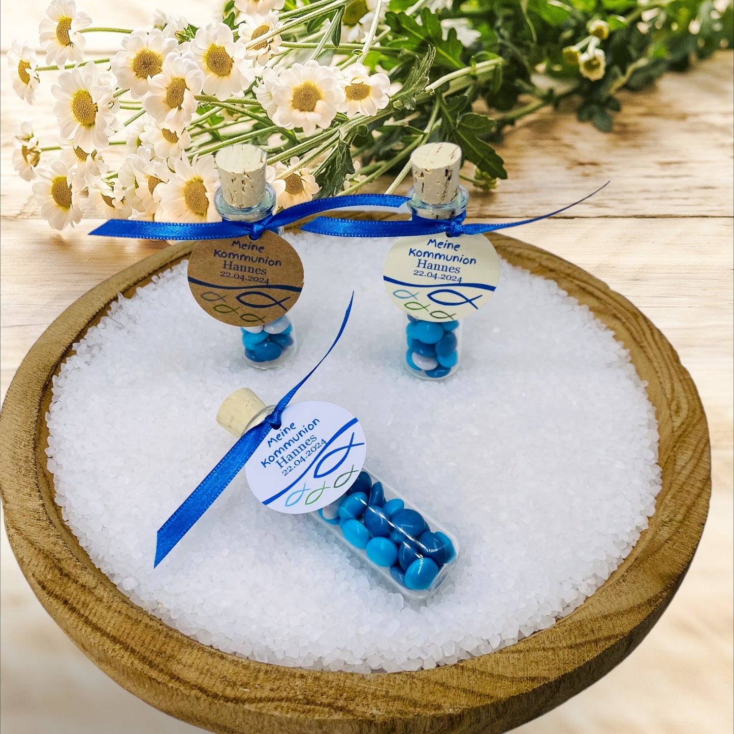 Süße und Stil: Personalisiertes Gastgeschenk (Junge)  für Taufe, Konfirmation und Kommunion