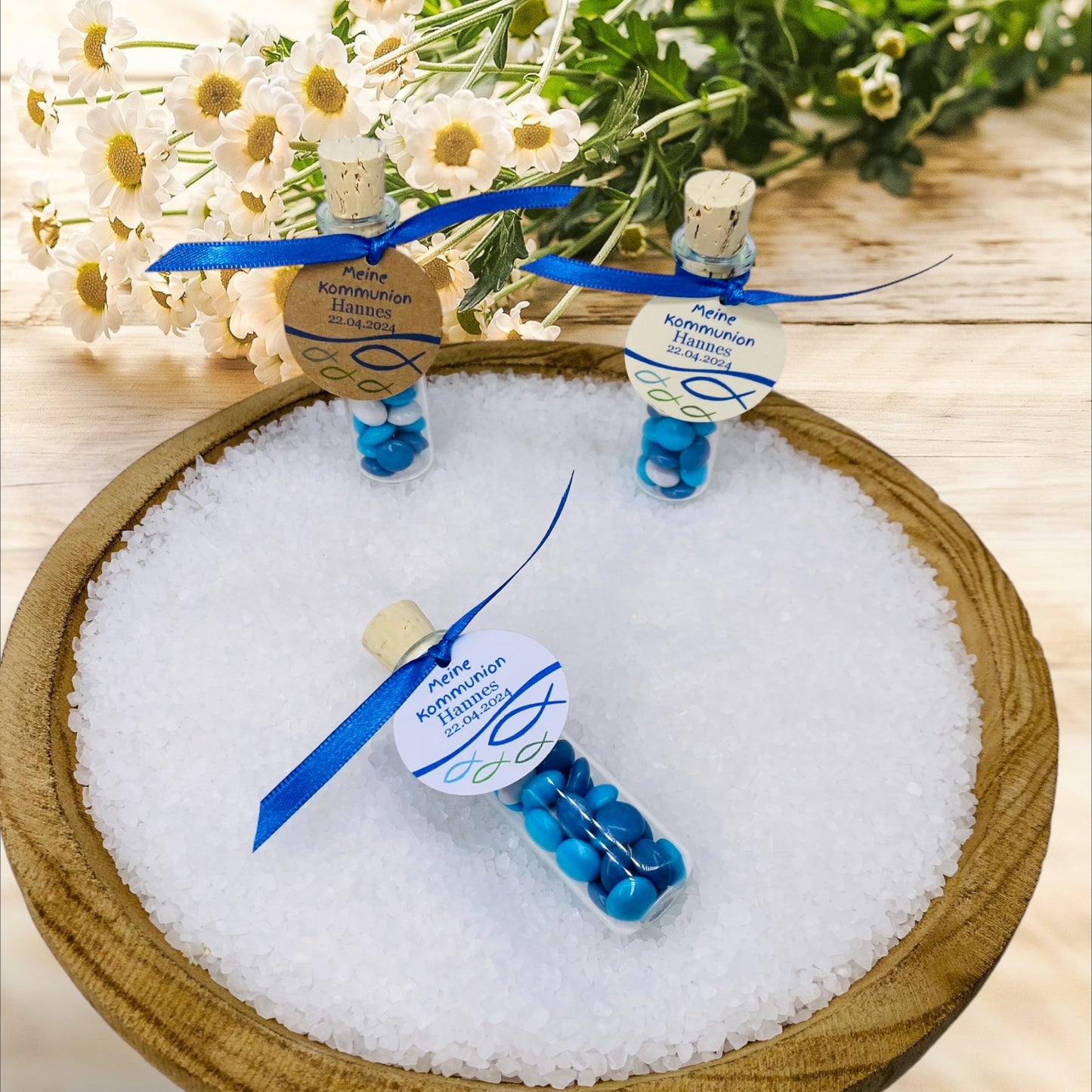 Süße und Stil: Personalisiertes Gastgeschenk (Junge)  für Taufe, Konfirmation und Kommunion