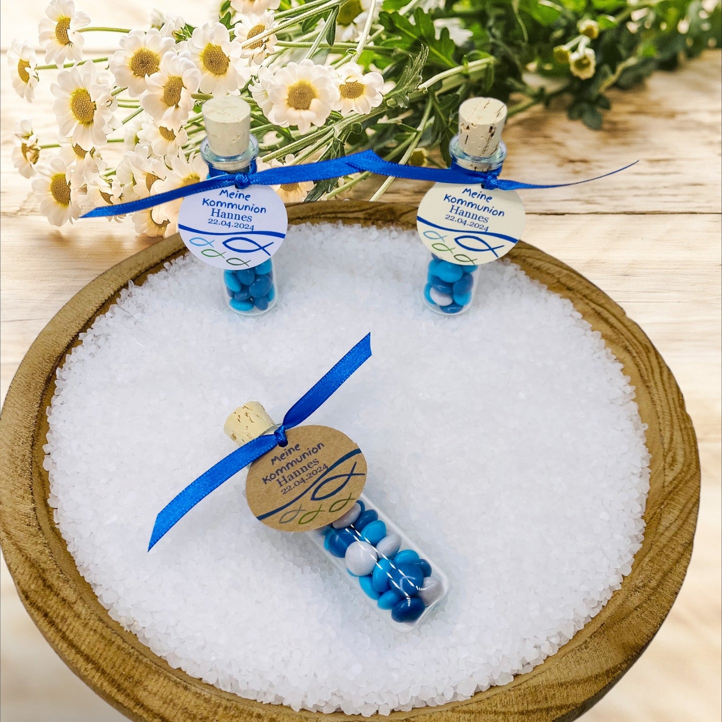 Süße und Stil: Personalisiertes Gastgeschenk (Junge)  für Taufe, Konfirmation und Kommunion