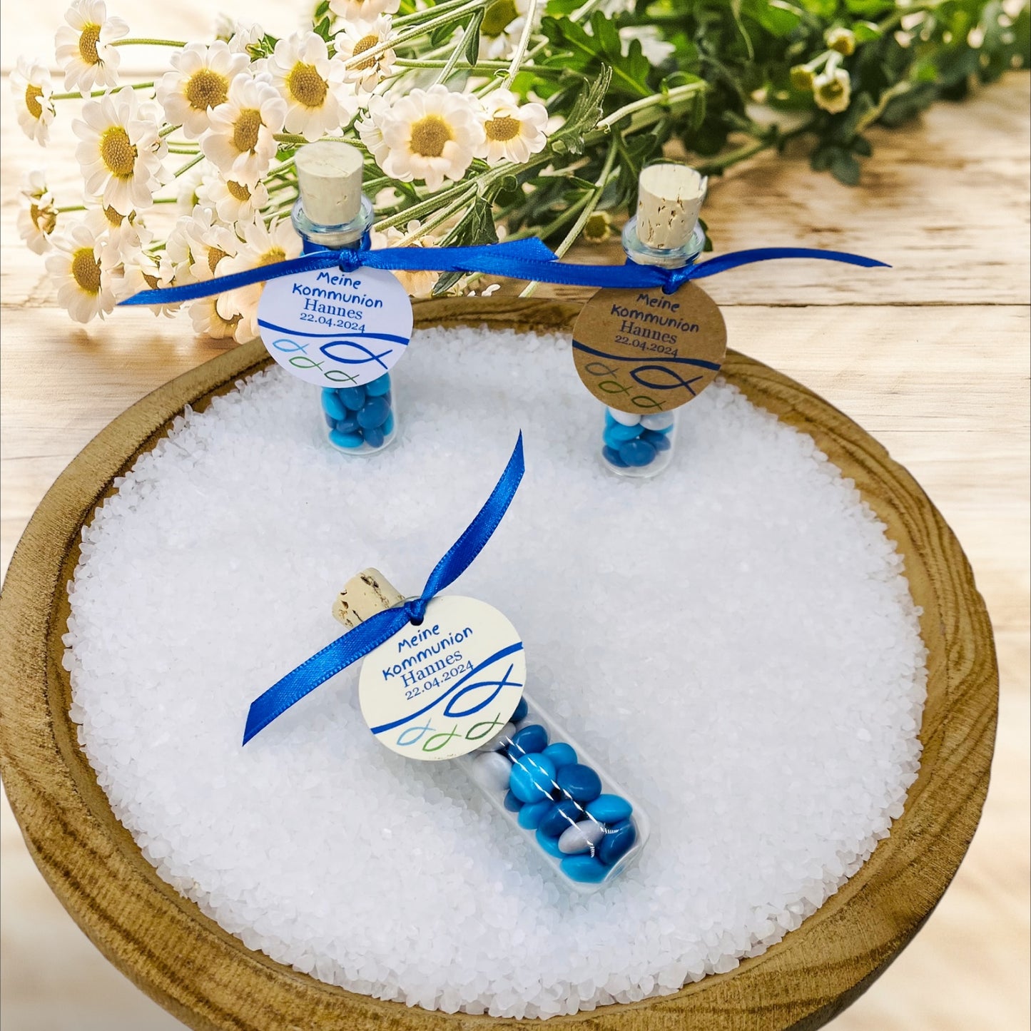 Süße und Stil: Personalisiertes Gastgeschenk (Junge)  für Taufe, Konfirmation und Kommunion