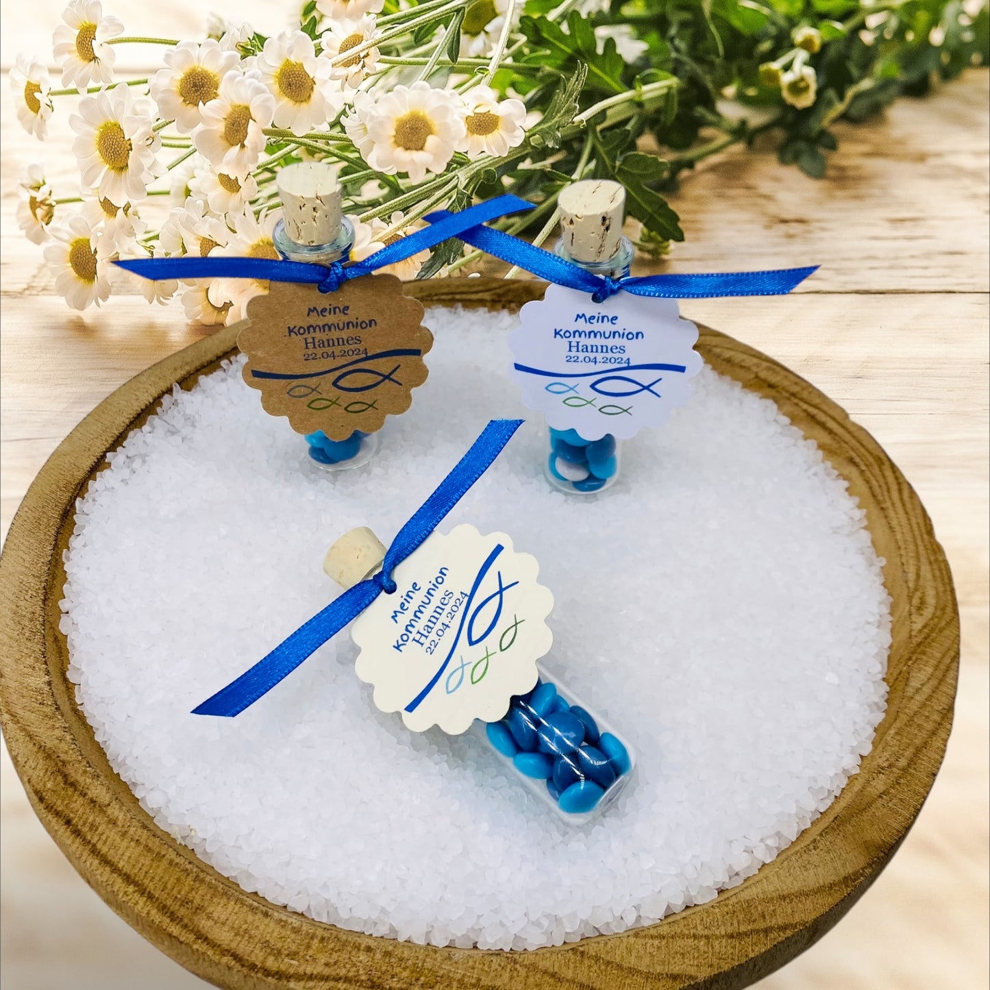 Süße und Stil: Personalisiertes Gastgeschenk (Junge)  für Taufe, Konfirmation und Kommunion