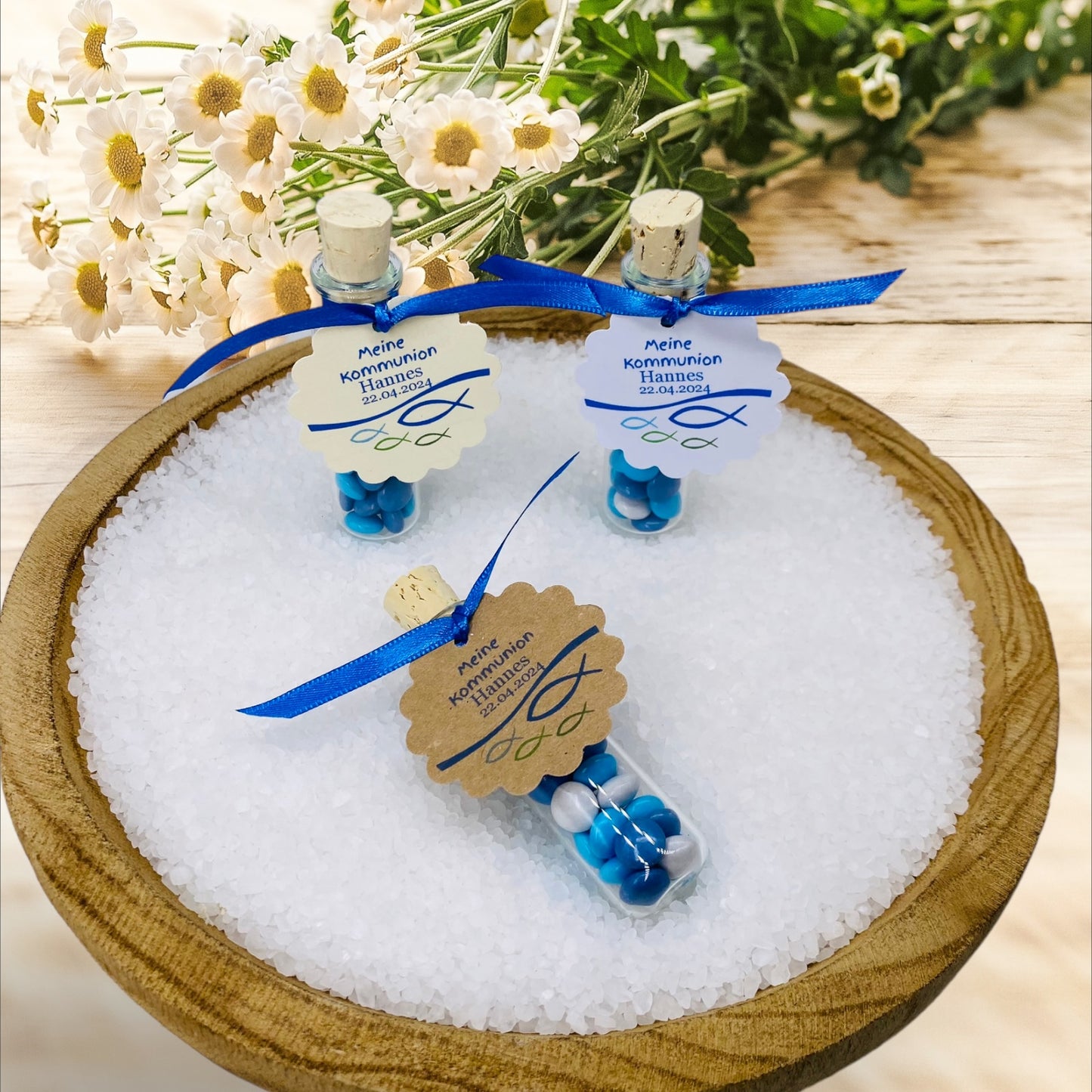 Süße und Stil: Personalisiertes Gastgeschenk (Junge)  für Taufe, Konfirmation und Kommunion