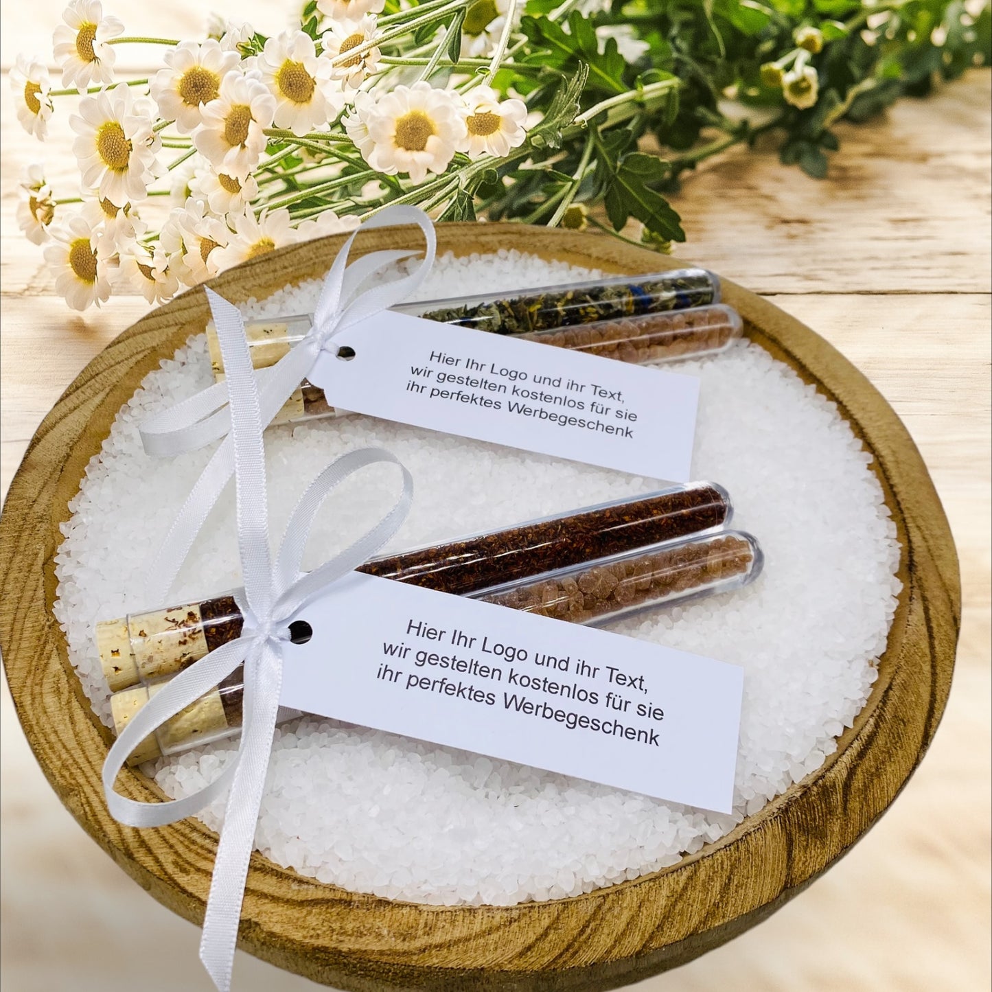 Promotional gifts with large square pendants: Personalized test tubes for lasting impressions!