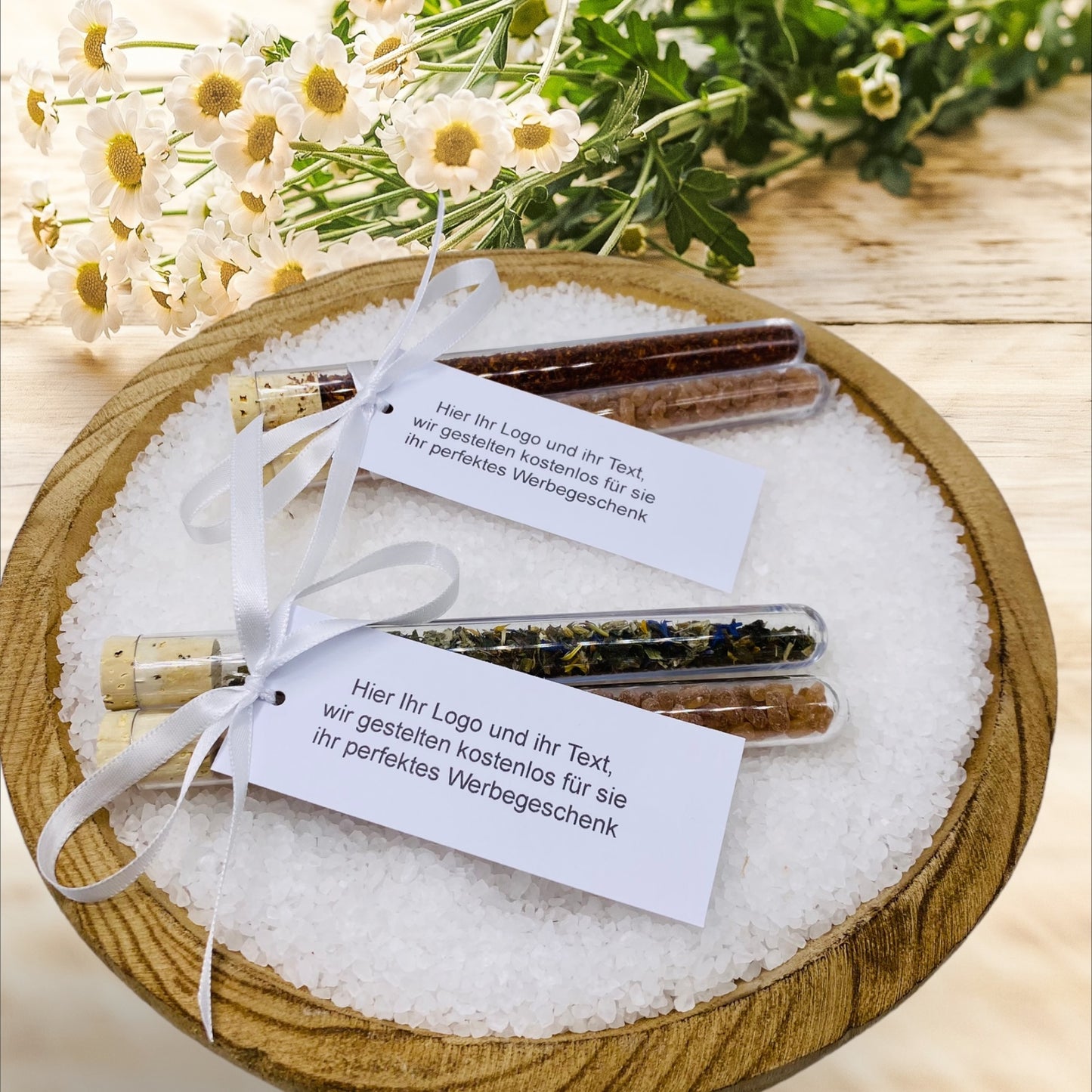 Promotional gifts with large square pendants: Personalized test tubes for lasting impressions!